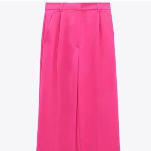 Zara bright pink high waisted pleated pants